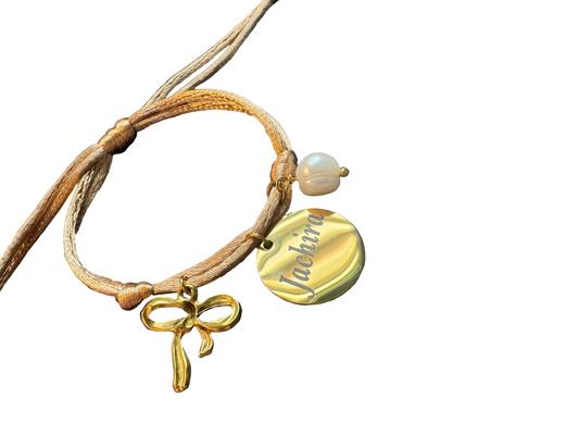 Pulsera Hilo Ratan, Grabado de Nombre/ iniciales